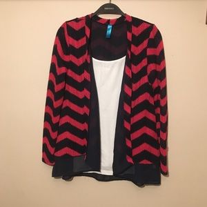 Francesca’s Pink and Blue Striped Cardigan